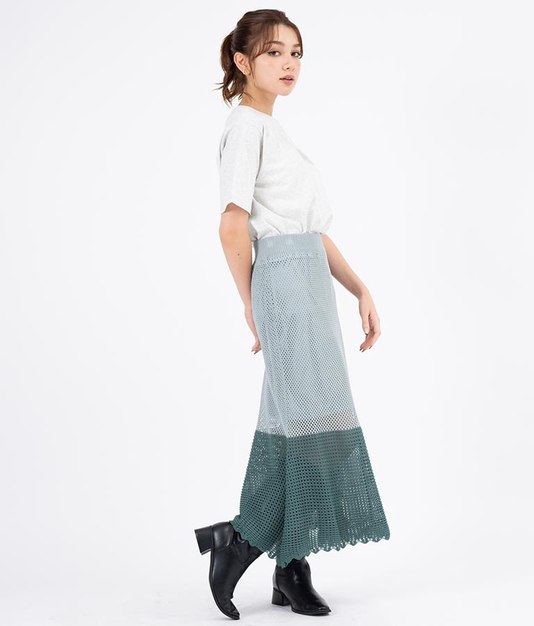 サマーニット 配色 マーメイド スカート 521-6369