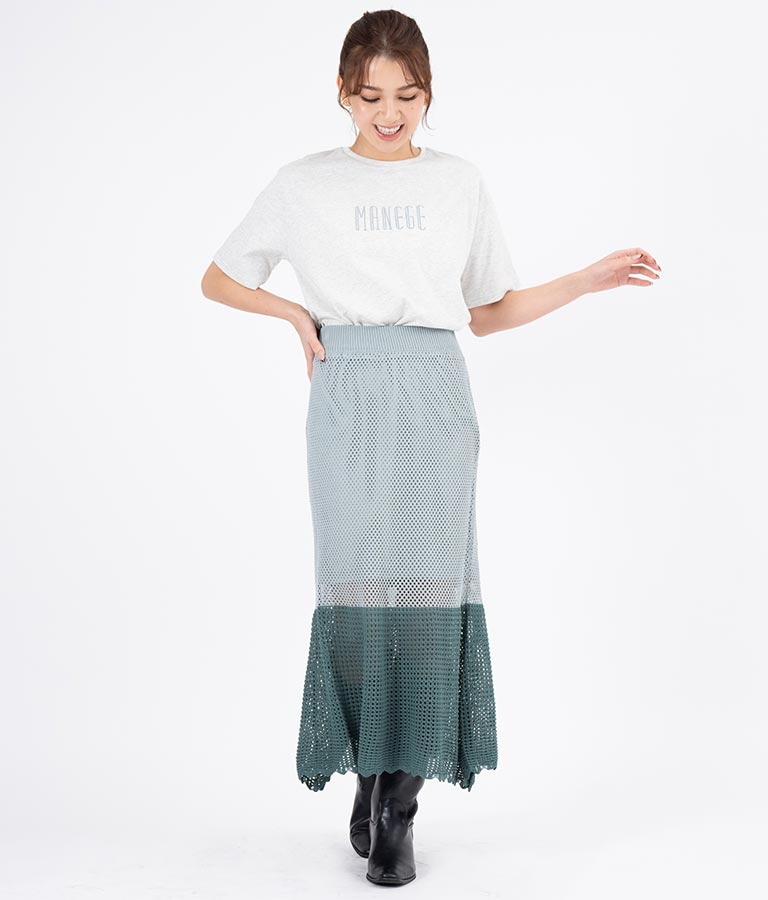 サマーニット 配色 マーメイド スカート 521-6369