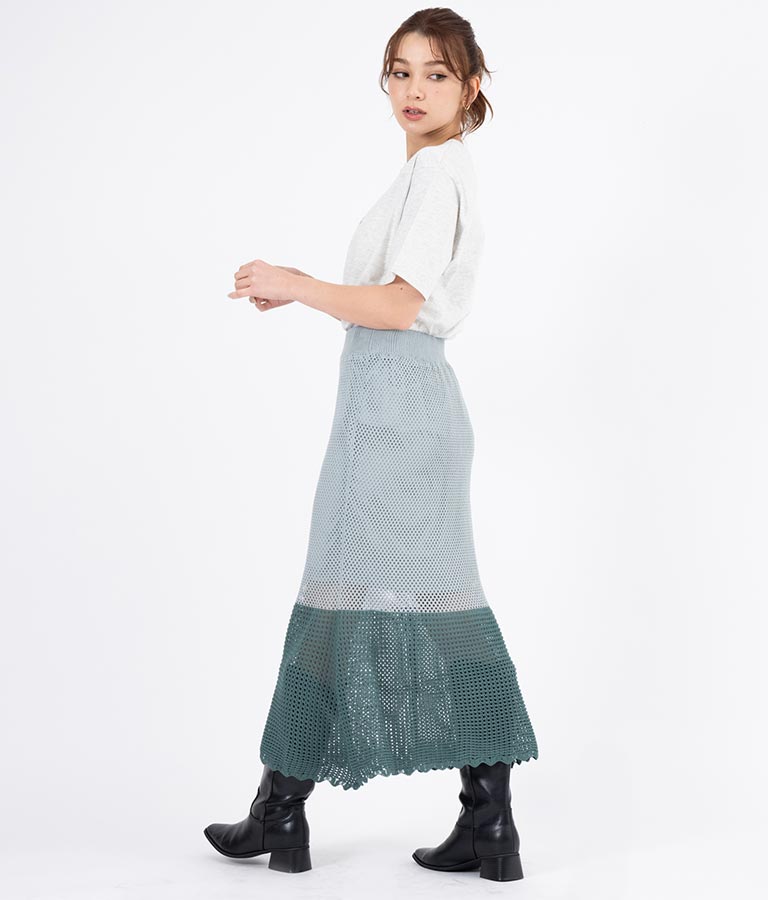 サマーニット 配色 マーメイド スカート 521-6369