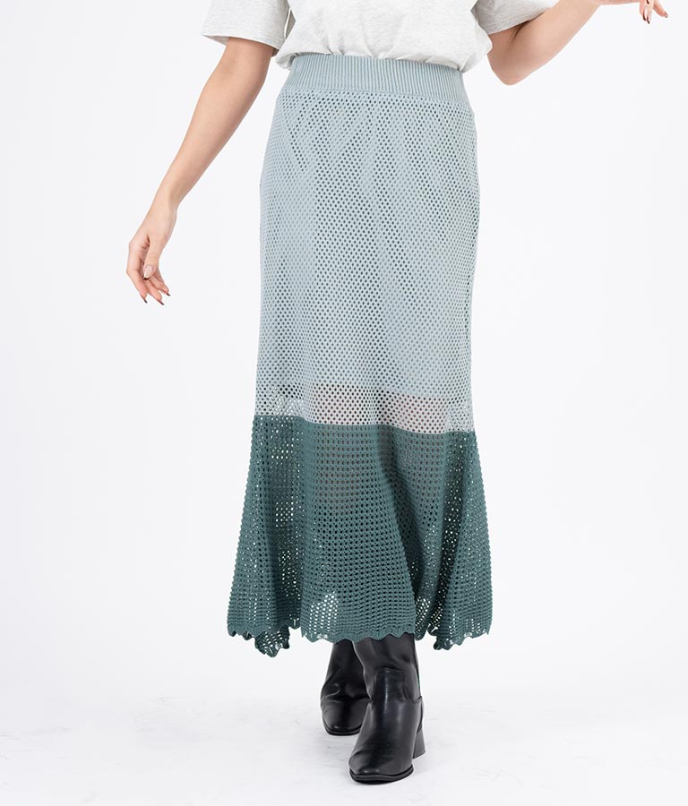 サマーニット 配色 マーメイド スカート 521-6369