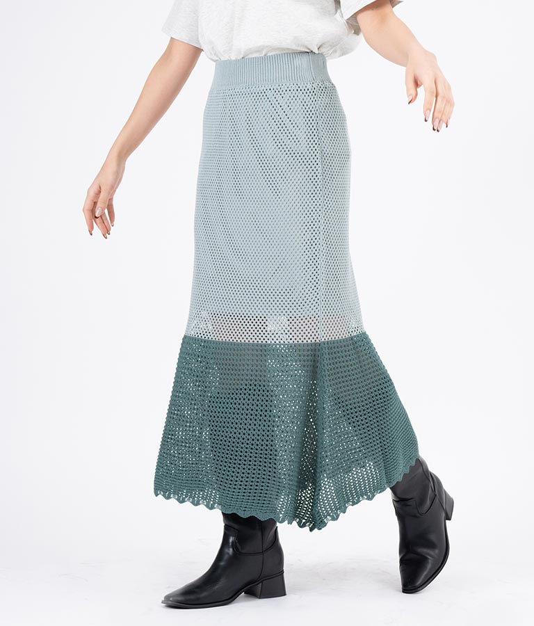 サマーニット 配色 マーメイド スカート 521-6369