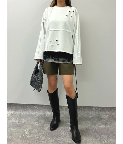 ニュアンス柄サイドシャーリングシアートップス 153-5494