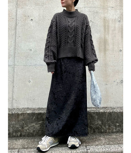 ケーブル編み ハイネック ニット トップス 793-9102