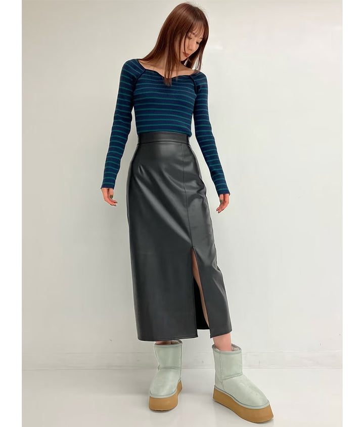 キーネックリブニットトップス 153-5511