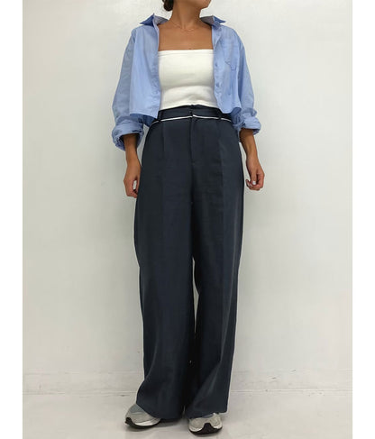 ウエスト ベルトテープ デザイン ワイドパンツ【セットアップ着用可】 792-8976