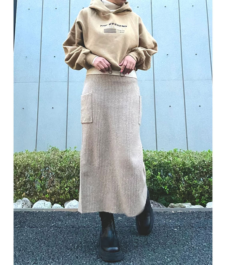 ブークレ ニット スカート 【セットアップ着用可】 791-9076