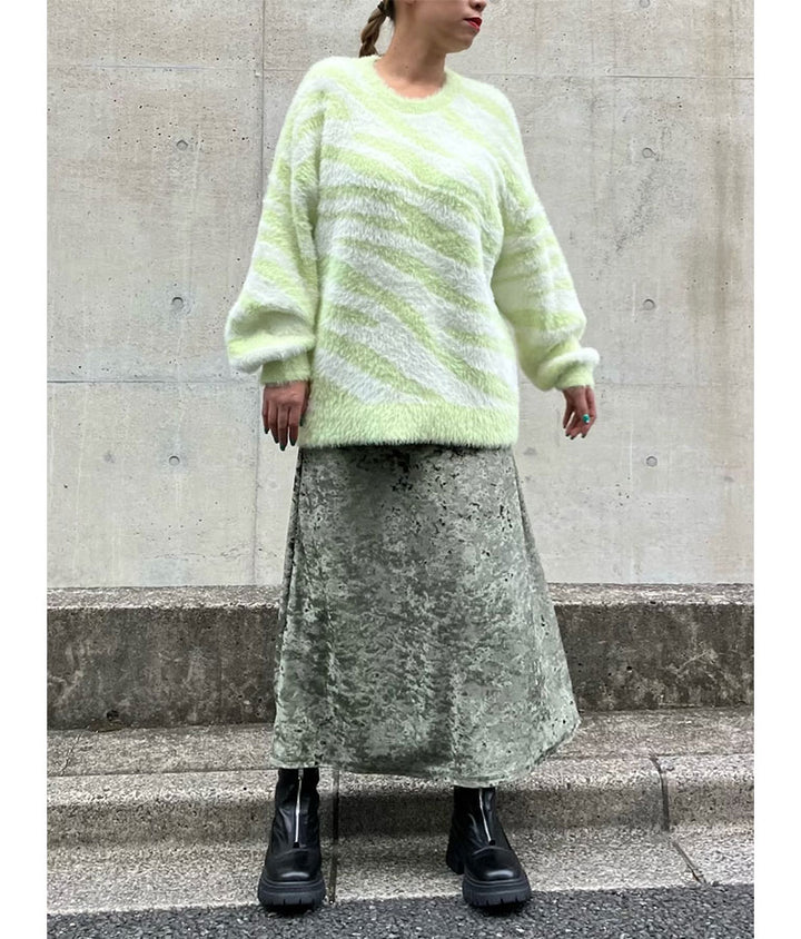 クラッシュ ベロア フレア ロング スカート 151-5527
