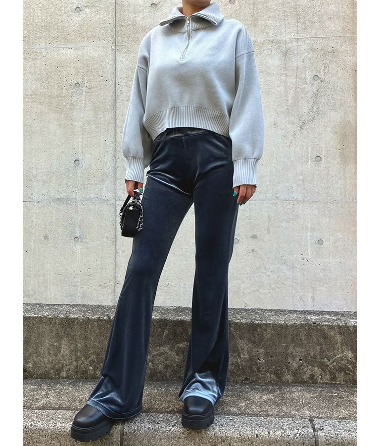 クロップド ハーフジップ モチモチ ニット トップス 793-8957