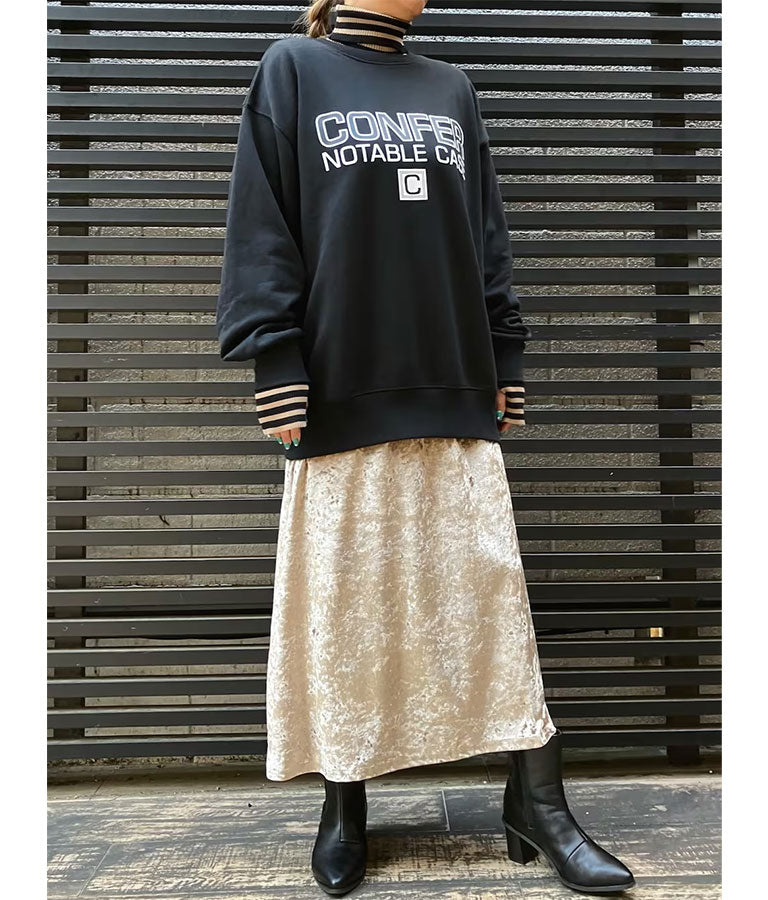 クラッシュ ベロア フレア ロング スカート 151-5527