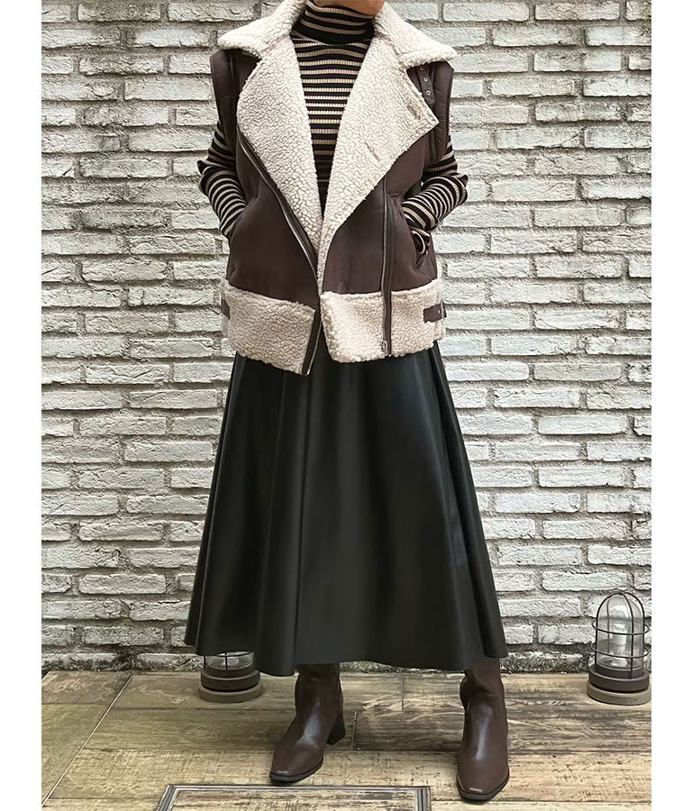 フェイクレザー フレア スカート 151-5512