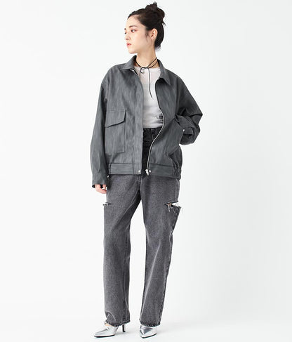 ビンテージ加工 フェイク レザー ブルゾン 795-9155