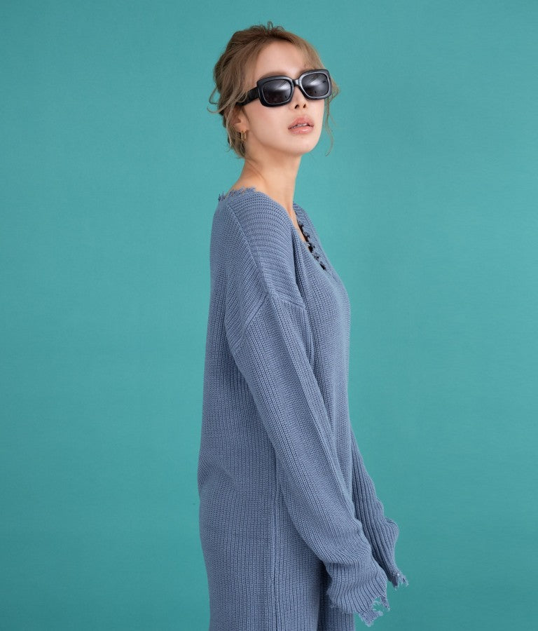 ダメージVネックゆるチュニック 493-2245