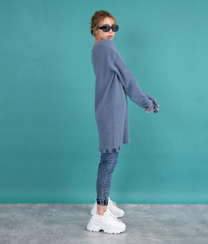 ダメージVネックゆるチュニック 493-2245