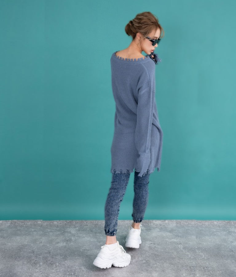 ダメージVネックゆるチュニック 493-2245