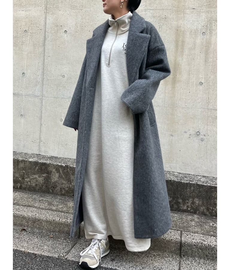 ハーフジップ 裏毛 スウェット ロング ワンピース 797-9082