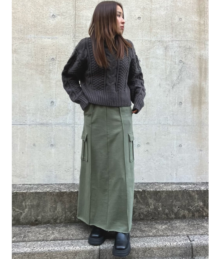 ケーブル編み ハイネック ニット トップス 793-9102