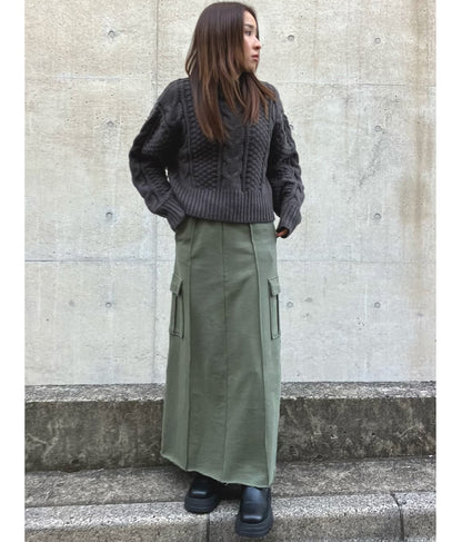 ケーブル編み ハイネック ニット トップス 793-9102