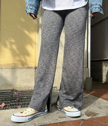 杢ニットソー ユッタリ ストレート リブ パンツ 【セットアップ着用可】 852-5746
