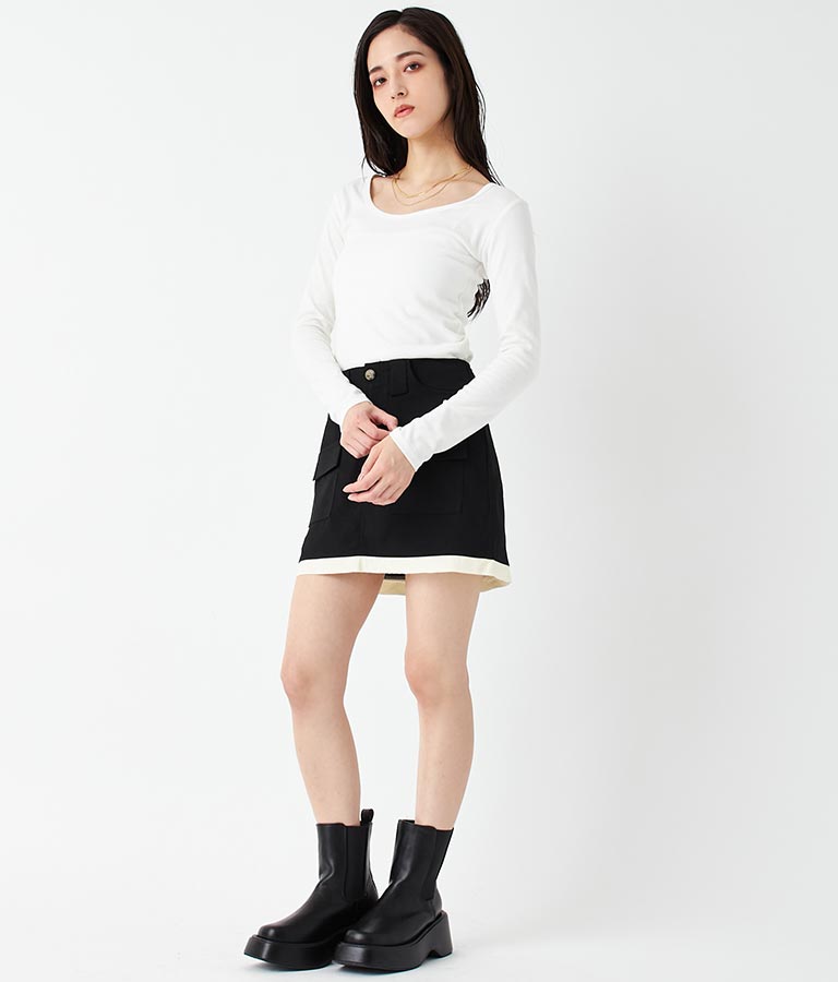 シンプル ロングスリーブ タイト Tシャツ 793-9124