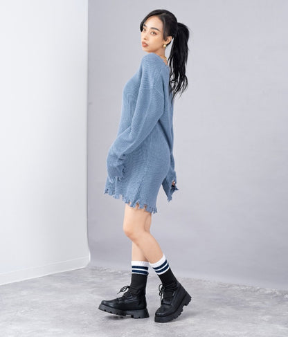 ダメージVネックゆるチュニック 493-2245