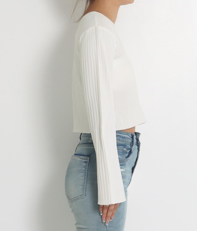 バックオープン スポンジディッシュ リブ ニット トップス 853-5800