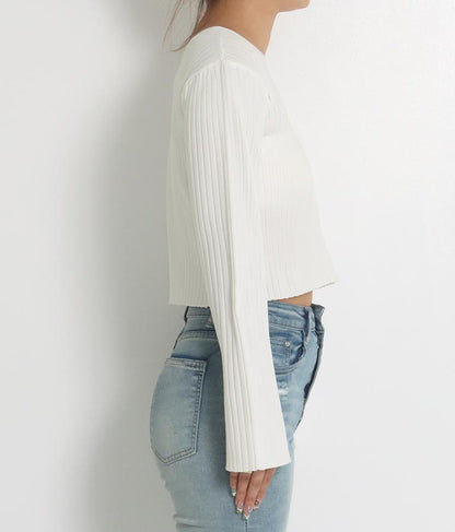 バックオープン スポンジディッシュ リブ ニット トップス 853-5800