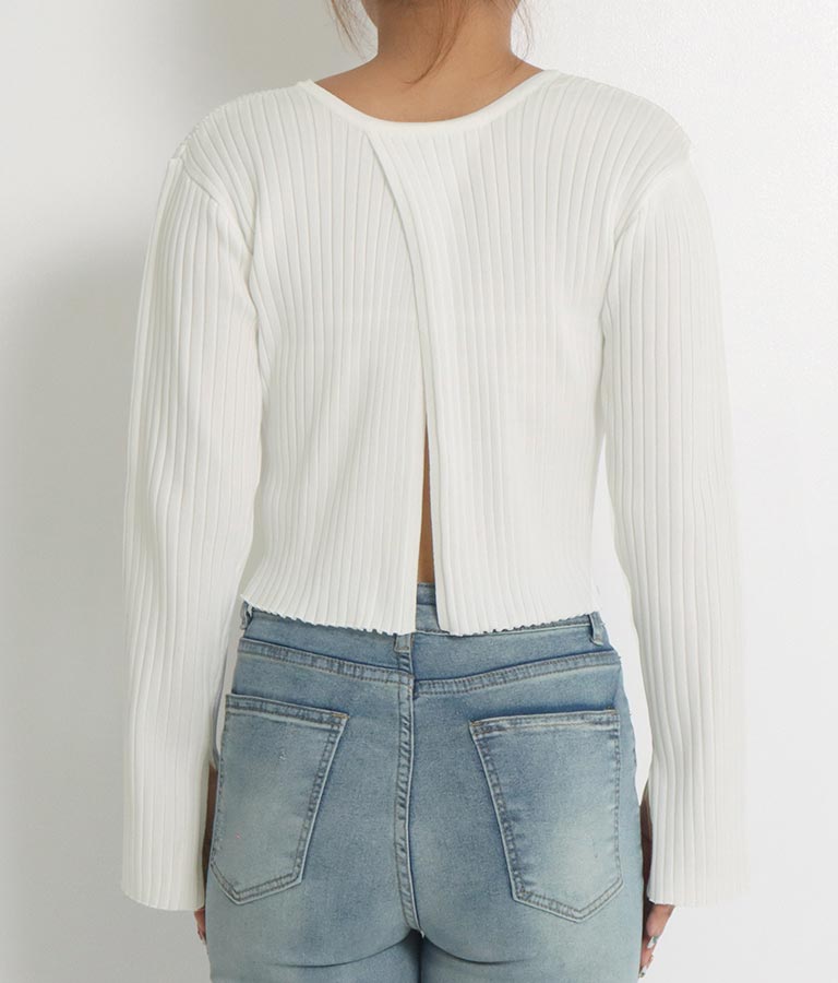 バックオープン スポンジディッシュ リブ ニット トップス 853-5800