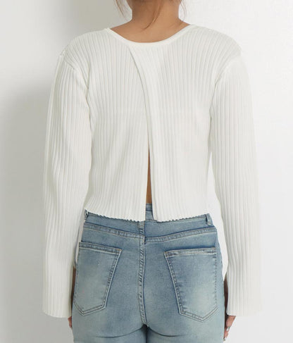 バックオープン スポンジディッシュ リブ ニット トップス 853-5800