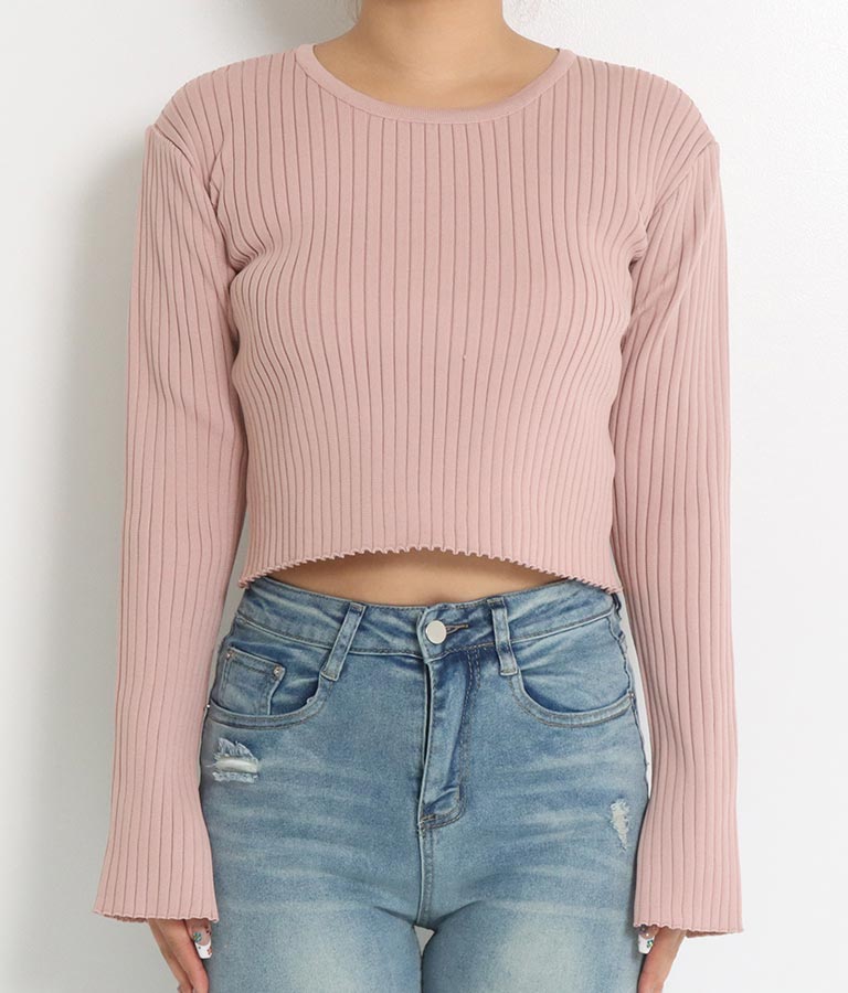 バックオープン スポンジディッシュ リブ ニット トップス 853-5800