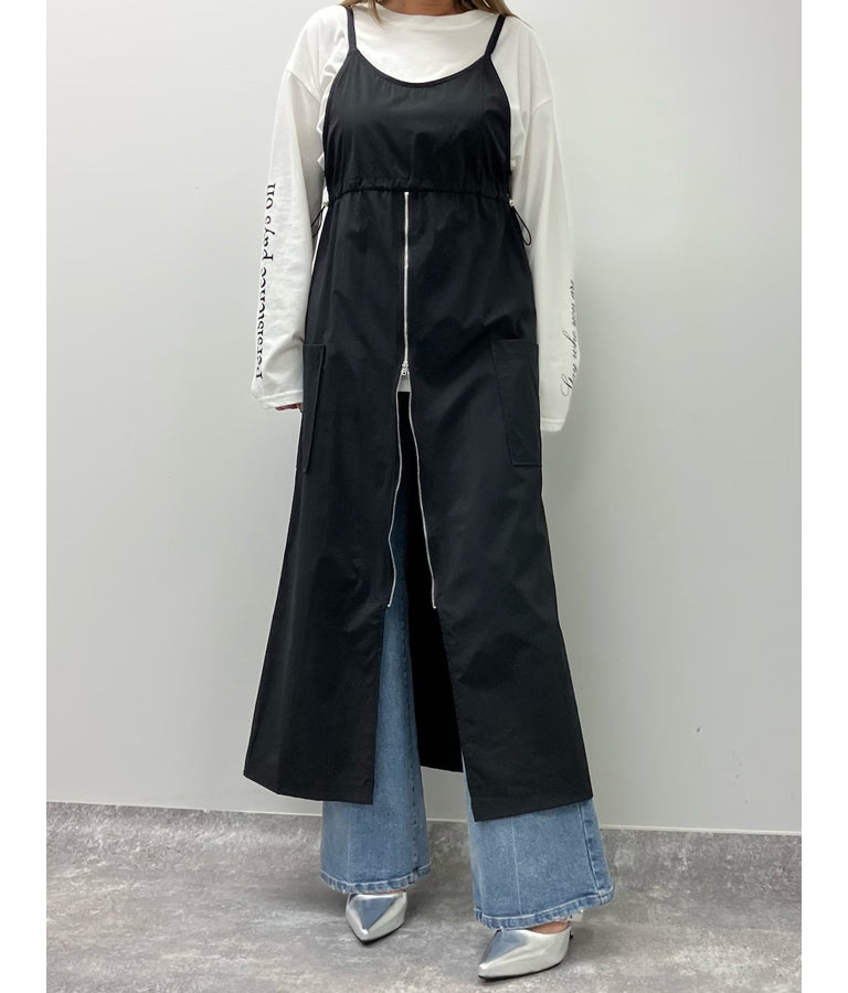 フロントジップミリタリーキャミワンピース 797-9072