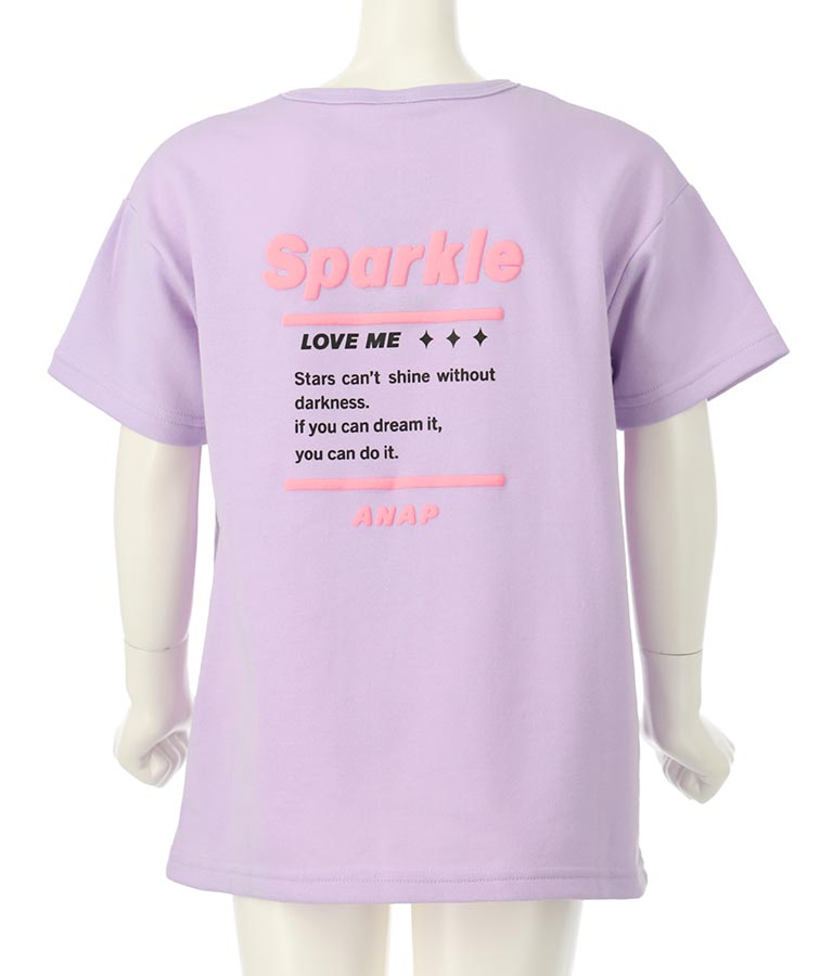 ハートチャーム付き ミニ 裏毛 チュニック Tシャツ 423-3236