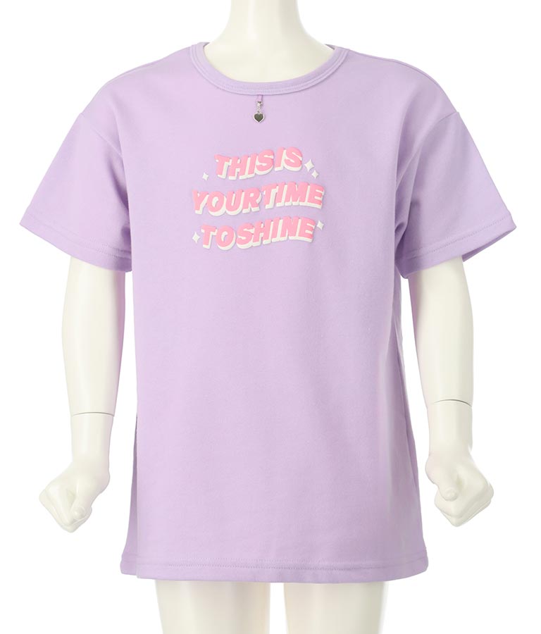 ハートチャーム付き ミニ 裏毛 チュニック Tシャツ 423-3236