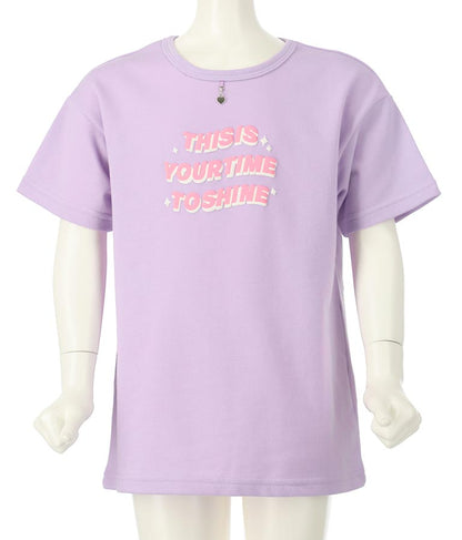 ハートチャーム付き ミニ 裏毛 チュニック Tシャツ 423-3236