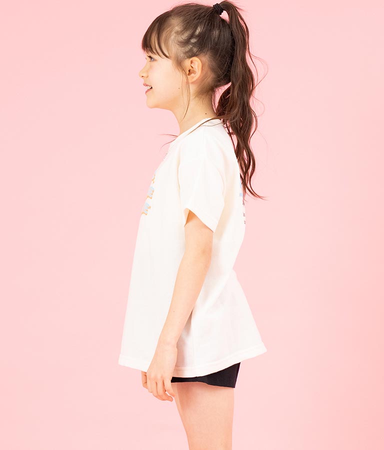 ハートチャーム付き ミニ 裏毛 チュニック Tシャツ 423-3236