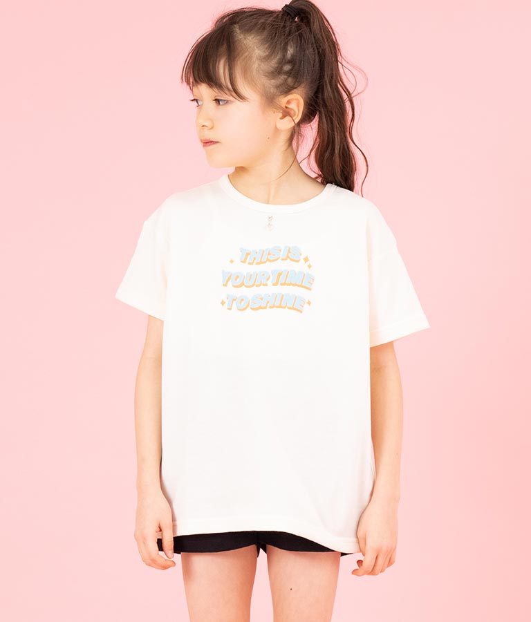 ハートチャーム付き ミニ 裏毛 チュニック Tシャツ 423-3236