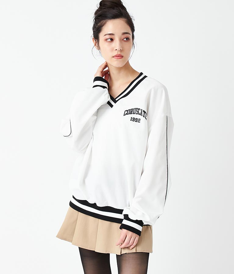 Vネック ライン リブ プルオーバー 793-9144