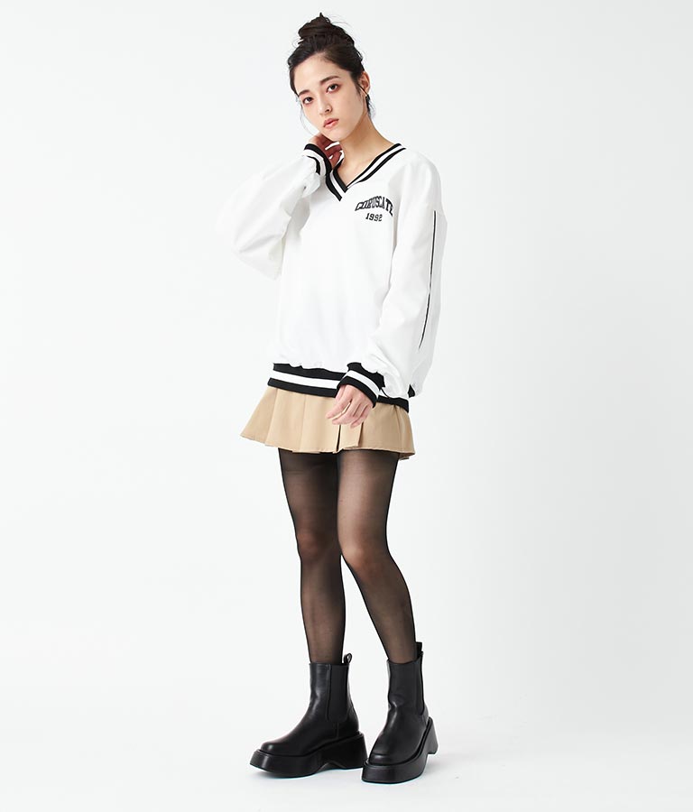 Vネック ライン リブ プルオーバー 793-9144