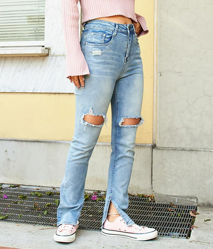 ハードクラッシュ インスリット ストレッチ デニム パンツ 812-6790