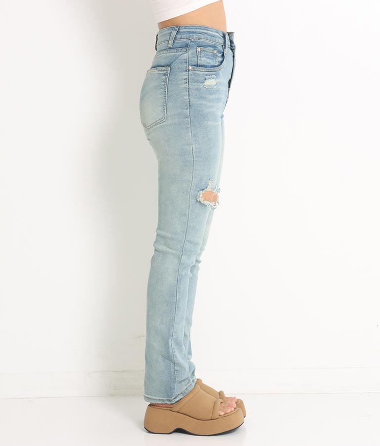 ハードクラッシュ インスリット ストレッチ デニム パンツ 812-6790