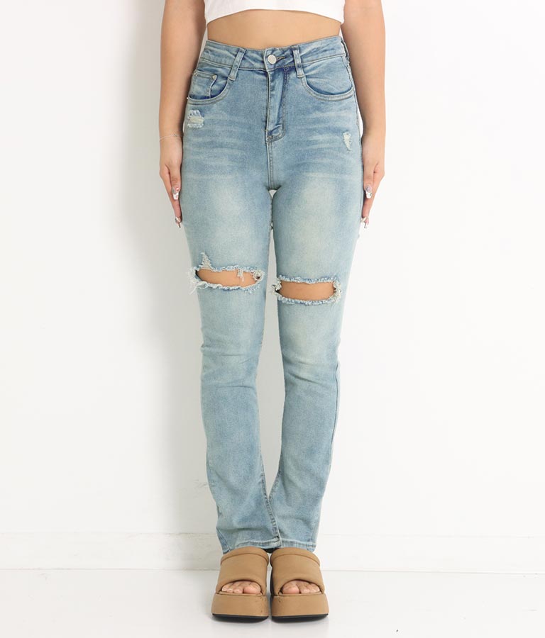 ハードクラッシュ インスリット ストレッチ デニム パンツ 812-6790