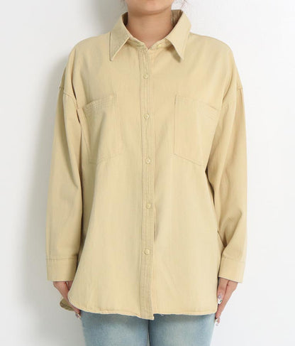 オーバーサイズ ラウンドヘム シンプル 長袖 シャツ 814-6791