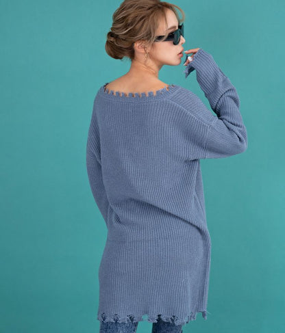 ダメージVネックゆるチュニック 493-2245