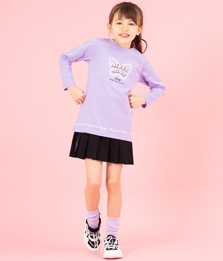 バタフライ プリント チュニック ロンT 長袖 Tシャツ 423-3216