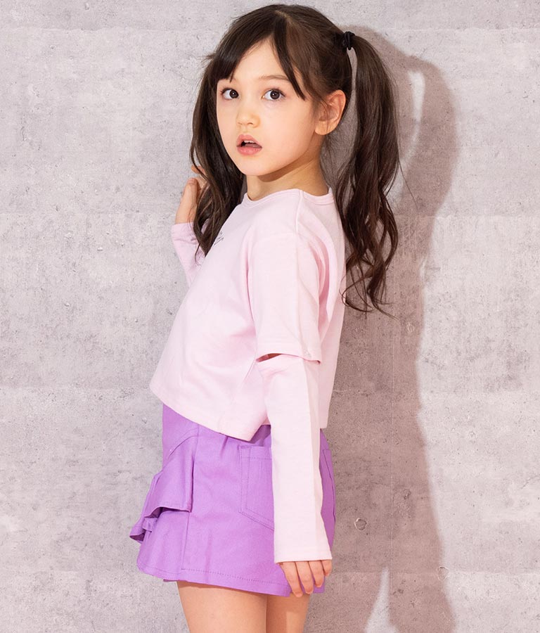 2WAY 袖 箔プリント ミニ 裏毛 トップス 423-3231