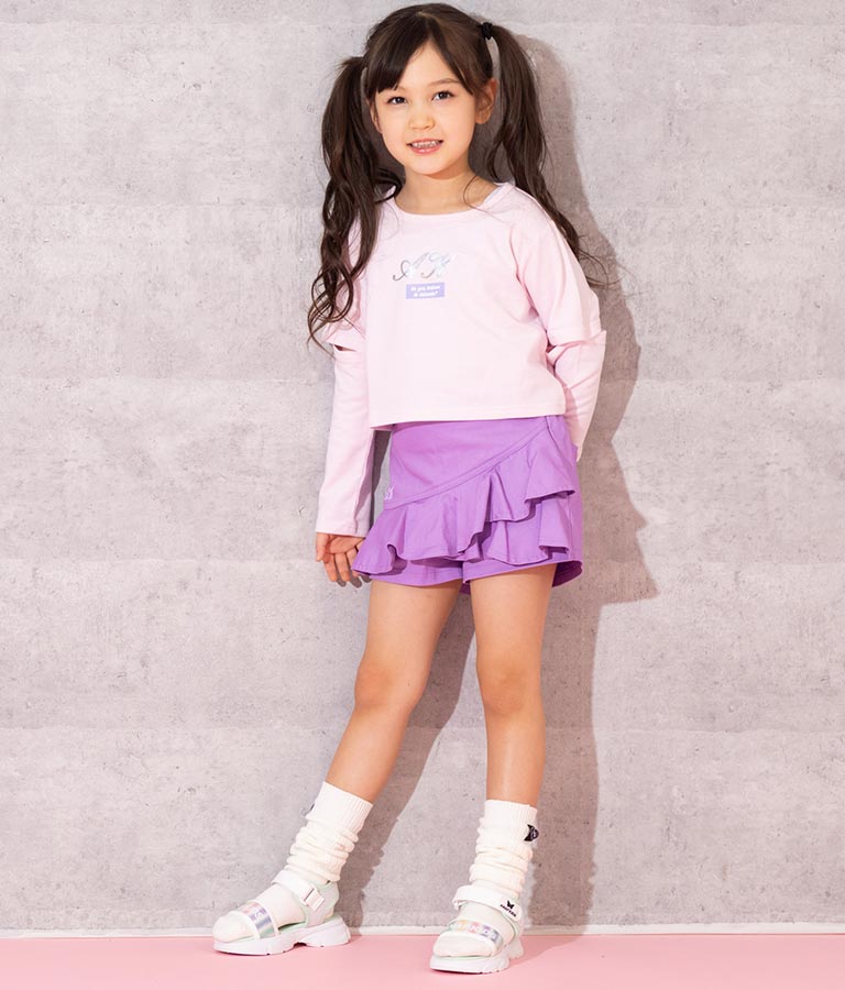 2WAY 袖 箔プリント ミニ 裏毛 トップス 423-3231