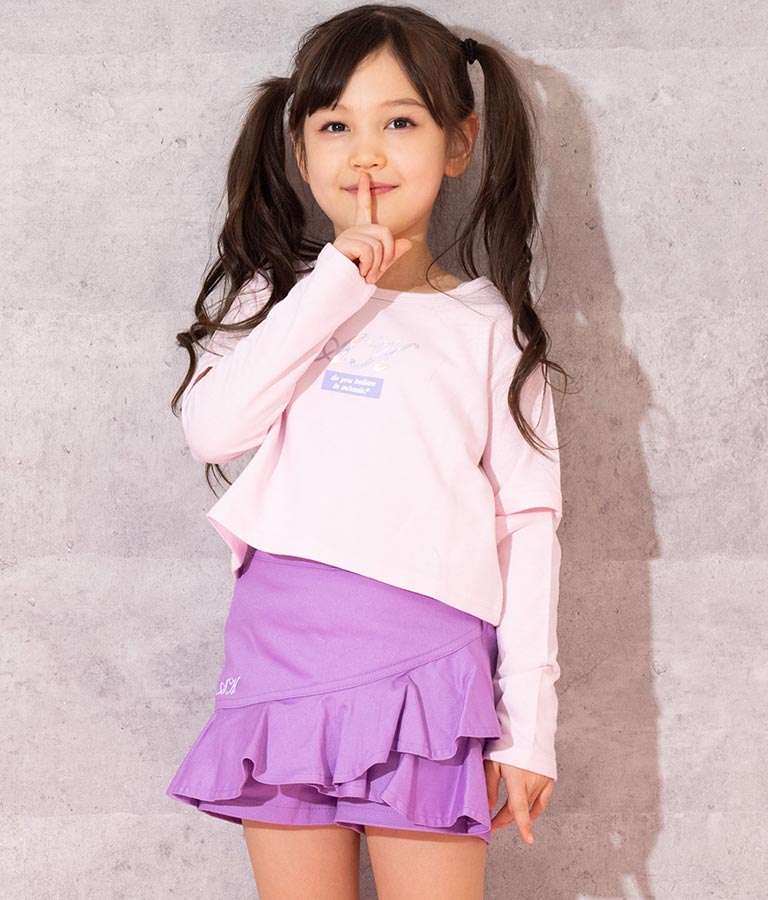 2WAY 袖 箔プリント ミニ 裏毛 トップス 423-3231