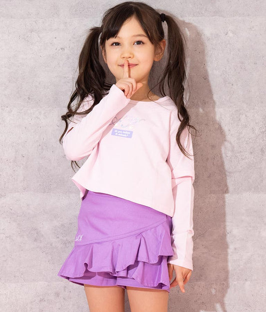 2WAY 袖 箔プリント ミニ 裏毛 トップス 423-3231