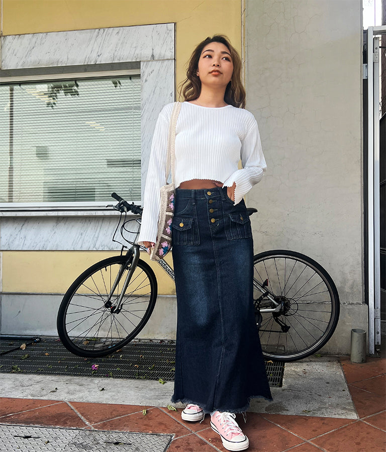 バックオープン スポンジディッシュ リブ ニット トップス 853-5800