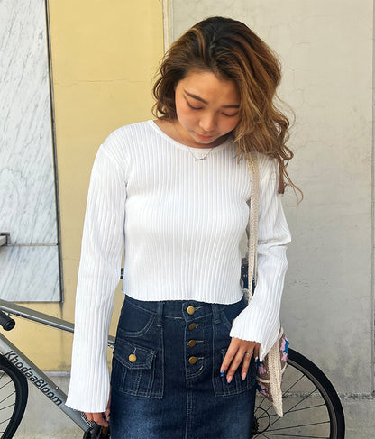 バックオープン スポンジディッシュ リブ ニット トップス 853-5800