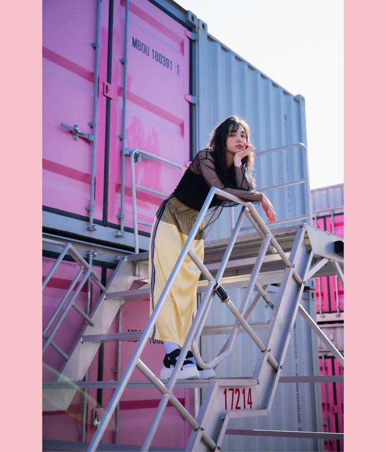 光沢 サテン ライン スカート 791-9160